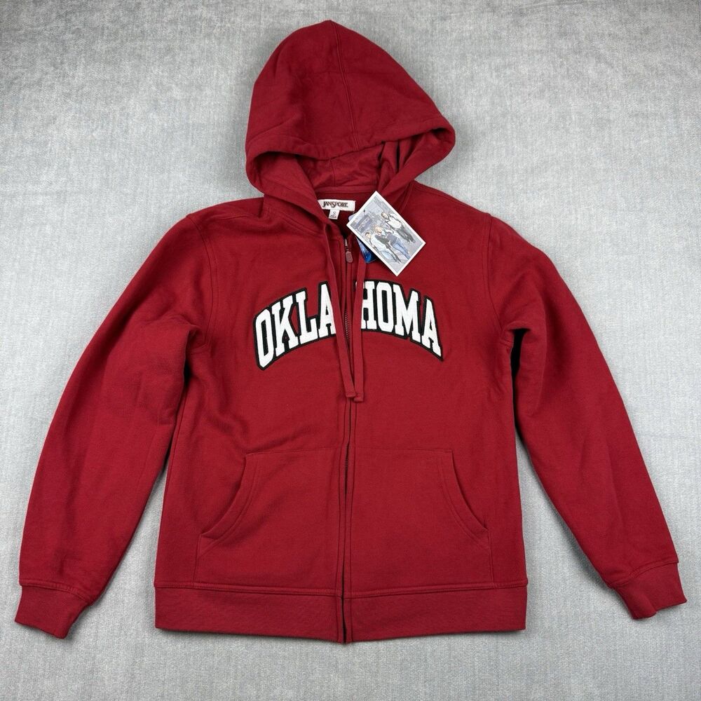 Jansport University Of Oklahoma Sooners Hoodie  Unisex Small Maroon Full Zip New